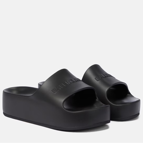 Balenciaga Black Platform Slide Sandals - Picture 1 of 6